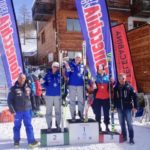 Sci Alpino Il podio della FIS Giovani di Super G (Foto PlatiA)